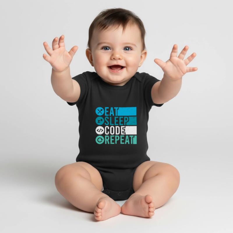 Eat Sleep Code Repeat Programmierer Software Baby Premium Kurzarmbody