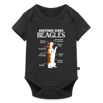 Anatomie eines Beagles Hundehalter Beagle - Baby Premium Kurzarmbody - Schwarz - Vorne