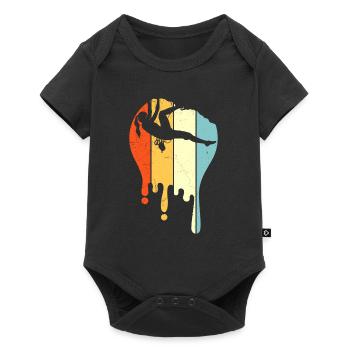 Kletter Frau Retro Kletterin Boulderin Boulder - Baby Premium Kurzarmbody - Schwarz - Vorne
