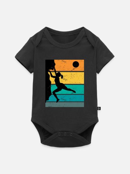 Retro Boulder Felsklettern Freiklettern - Baby Premium Kurzarmbody - Schwarz