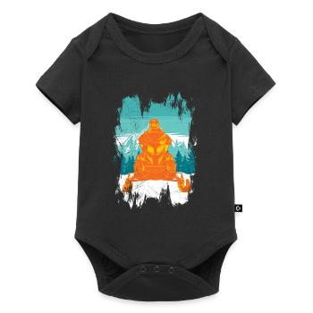 Schneemobil Motorschlitten Winter Motorsport - Baby Premium Kurzarmbody - Schwarz - Vorne