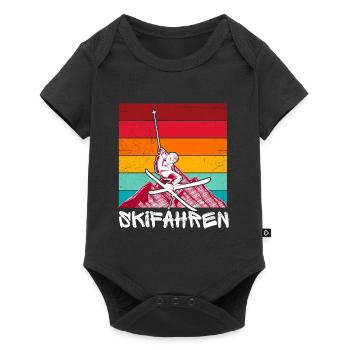 Ski Skifahren Winter Retro Skifahrer - Baby Premium Kurzarmbody - Schwarz - Vorne