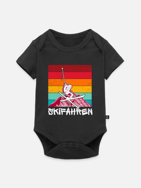 Ski Skifahren Winter Retro Skifahrer - Baby Premium Kurzarmbody - Schwarz