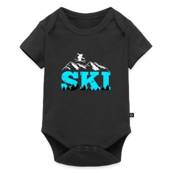 Skifahrer Ski Wintersport Ski - Baby Premium Kurzarmbody - Schwarz - Vorne