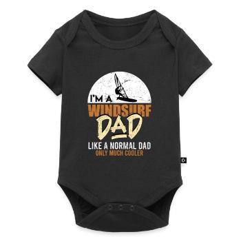 Windsurfer Papa Geschenk Windsurfing Dad Spruch - Baby Premium Kurzarmbody - Schwarz - Vorne