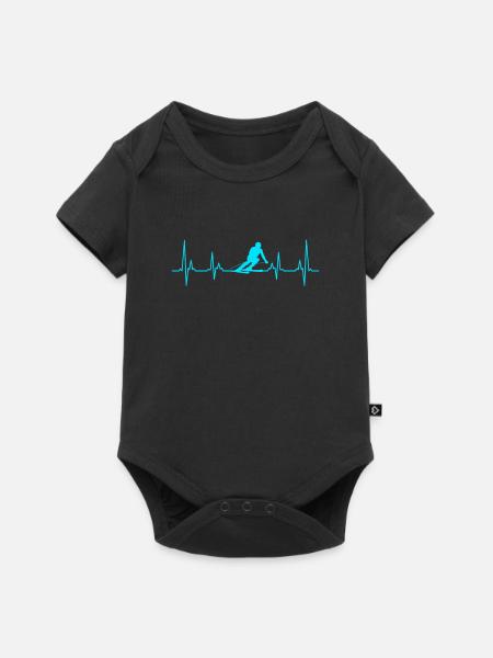 Ski Herzschlag Skifahrer - Premium kortærmet baby-body  - sort