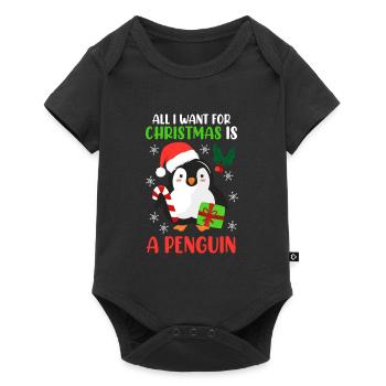 Ugly Christmas Pingouin Cadeau de Noël - Body à manches courtes Premium Bébé - noir - Devant