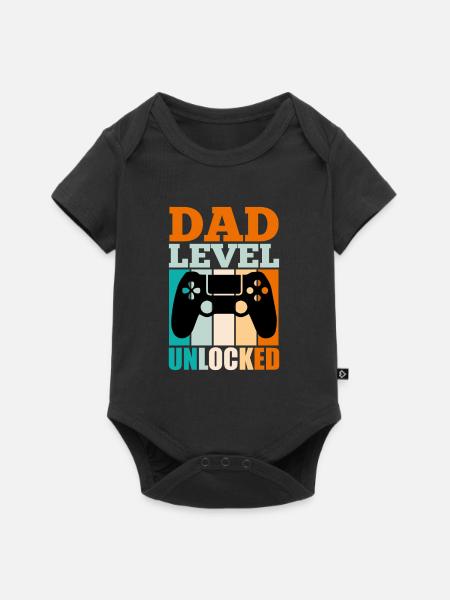 Dad Level unlocked werdender Papa 2022 Gaming - Premium kortærmet baby-body - sort