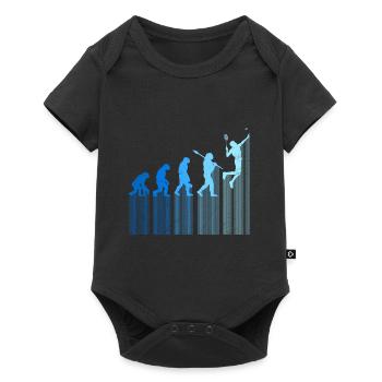 Badmintonspieler Evolution Affe Mensch Entwicklung - Baby Premium Kurzarmbody - Schwarz - Vorne