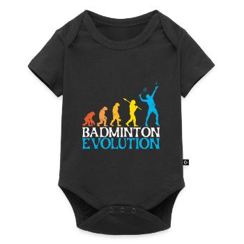 Badminton Evolution Affe Badmintonspieler - Baby Premium Kurzarmbody - Schwarz - Vorne