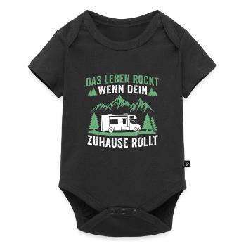 Das leben rockt wenn dein zuhause rollt wohnmobil - Baby Premium Kurzarmbody - Schwarz - Vorne