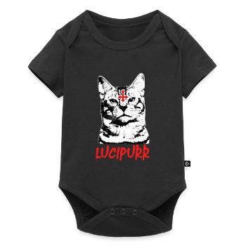 Lucipurr Rock Satan Katze Kätzchen - Baby Premium Kurzarmbody - Schwarz - Vorne