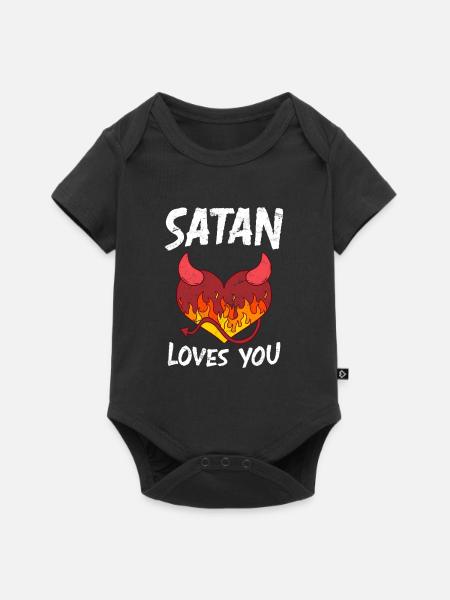 Satan t’aime Party Devil Antichrist - Body à manches courtes Premium Bébé - noir