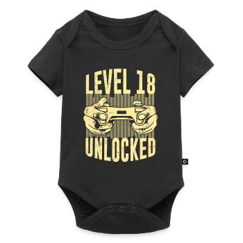 Level 18 unlocked 18 years birthday boy - Baby Premium short-sleeve bodysuit - black - Front