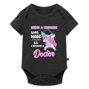 Doktorin 2022 Doktor Einhorn Promotion - Baby Premium Kurzarmbody - Schwarz - Vorne