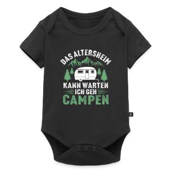 das altersheim kann warten ich geh campen - Baby Premium Kurzarmbody - Schwarz - Vorne