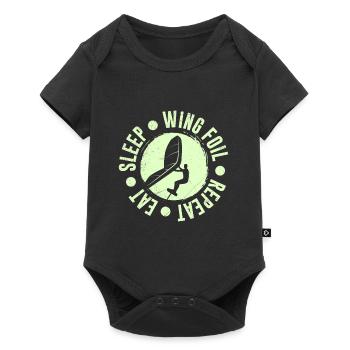 Wing Foil Saying Eat Sleep Wing Foil Repeat - Baby Premium short-sleeve bodysuit - black - Front