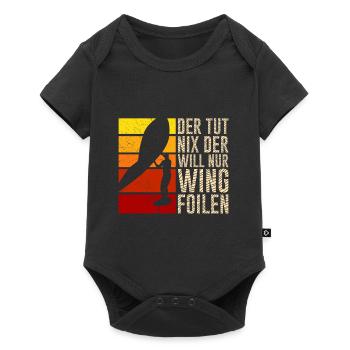 Der will nur Wing Foilen Wing Surf - Baby Premium Kurzarmbody - Schwarz - Vorne