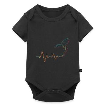 Wing Foil Heartbeat Heart Wing Surfer - Baby Premium short-sleeve bodysuit - black - Front