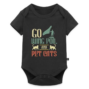 Wing Foil and pet Cats Wingsurf Wingfoil - Baby Premium short-sleeve bodysuit - black - Front