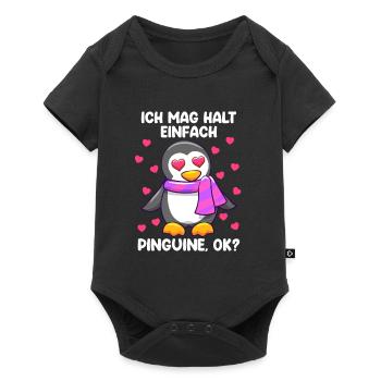 Ich mag einfach Pinguine, ok? Pinguin - Baby Premium Kurzarmbody - Schwarz - Vorne