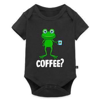 Drôle de grenouille avec tasse de café café espresso - Body à manches courtes Premium Bébé - noir - Devant