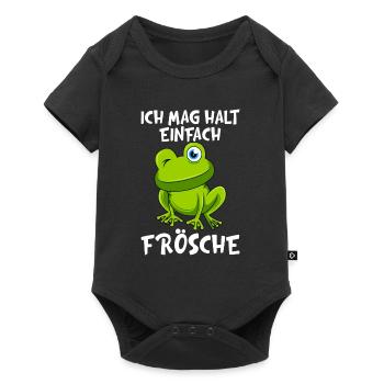 Ich mag halt einfach Frösche Kinder - Baby Premium Kurzarmbody - Schwarz - Vorne