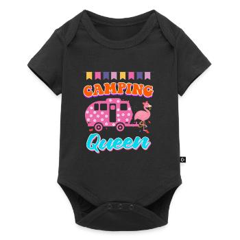 Flamingo Camping Queen Camper Femmes - Body à manches courtes Premium Bébé - noir - Devant