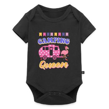 Flamingo Camping Queen Camper Femmes - Body à manches courtes Premium Bébé - noir - Devant