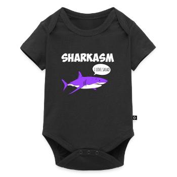 Sharkasm Sarcasme Requin Ironie Végétarien - Body à manches courtes Premium Bébé - noir - Devant