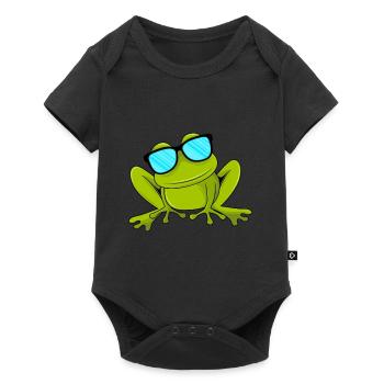 Drôle de grenouille avec lunettes de soleil Kids Toad - Body à manches courtes Premium Bébé - noir - Devant