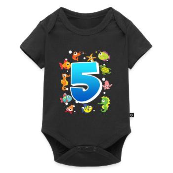5th birthday boy 5 years - Baby Premium short-sleeve bodysuit - black - Front