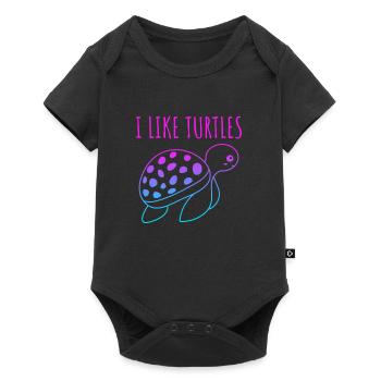 I like Turtle's cute turtle - Baby Premium short-sleeve bodysuit - black - Front