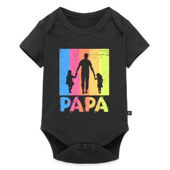 Papa 2 mal 2 Kinder Vater 2 Töchter Papa 2 Söhne - Baby Premium Kurzarmbody - Schwarz - Vorne