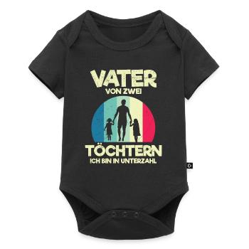 Papa 2 Kinder Papa 2 Töchter - Baby Premium Kurzarmbody - Schwarz - Vorne