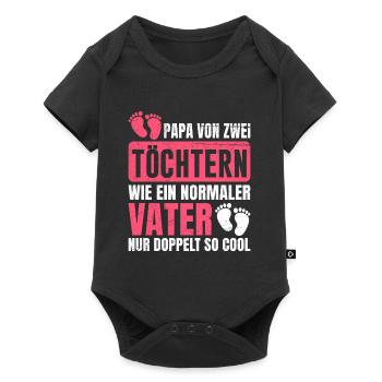 Papa 2 Töchter - Baby Premium Kurzarmbody - Schwarz - Vorne