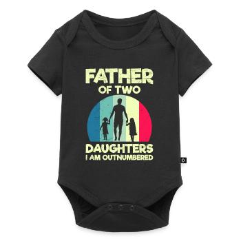 Papa 2 Kinder Papa 2 Töchter - Baby Premium Kurzarmbody - Schwarz - Vorne