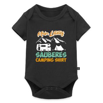 Letztes sauberes Camping Shirt - Baby Premium Kurzarmbody - Schwarz - Vorne