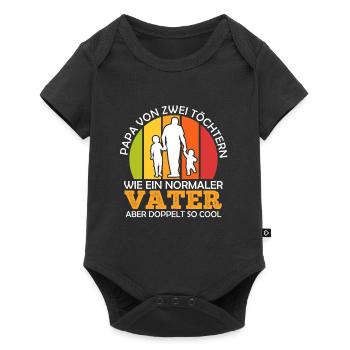 Papa 2 Kinder Vater 2 Töchter - Baby Premium Kurzarmbody - Schwarz - Vorne