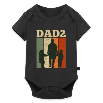 Père 2 Enfants Papa 2 Fils 2 Filles Messieurs - Body à manches courtes Premium Bébé - noir - Devant