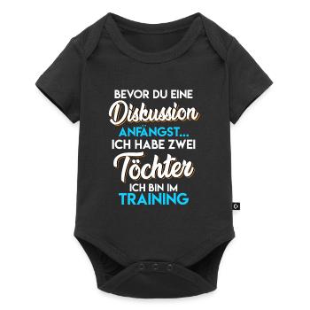 Vater 2 Söhn Papa 2 Kinder - Baby Premium Kurzarmbody - Schwarz - Vorne