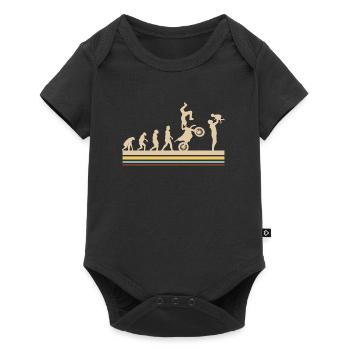 Biker Papa Evolution Motocross Motorcyclist - Baby Premium short-sleeve bodysuit - black - Front