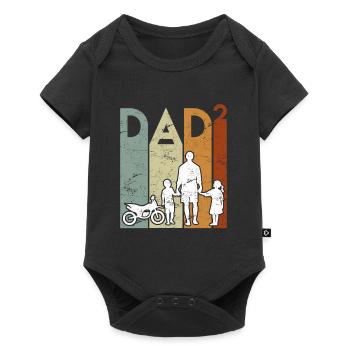 Deux fois Papa Moto Père Papa 2 Enfants - Body à manches courtes Premium Bébé - noir - Devant