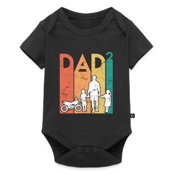 Deux fois Papa Moto Père Papa 2 Enfants - Body à manches courtes Premium Bébé - noir - Devant