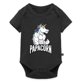 Papacorn Unicorn Father-to-be Dad - Baby Premium short-sleeve bodysuit - black - Front