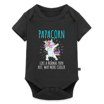 Papacorn cool papa et papa - Body à manches courtes Premium Bébé - noir - Devant