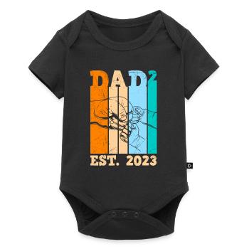2. Kind 2023 Papa 2 Kinder Vater - Baby Premium Kurzarmbody - Schwarz - Vorne