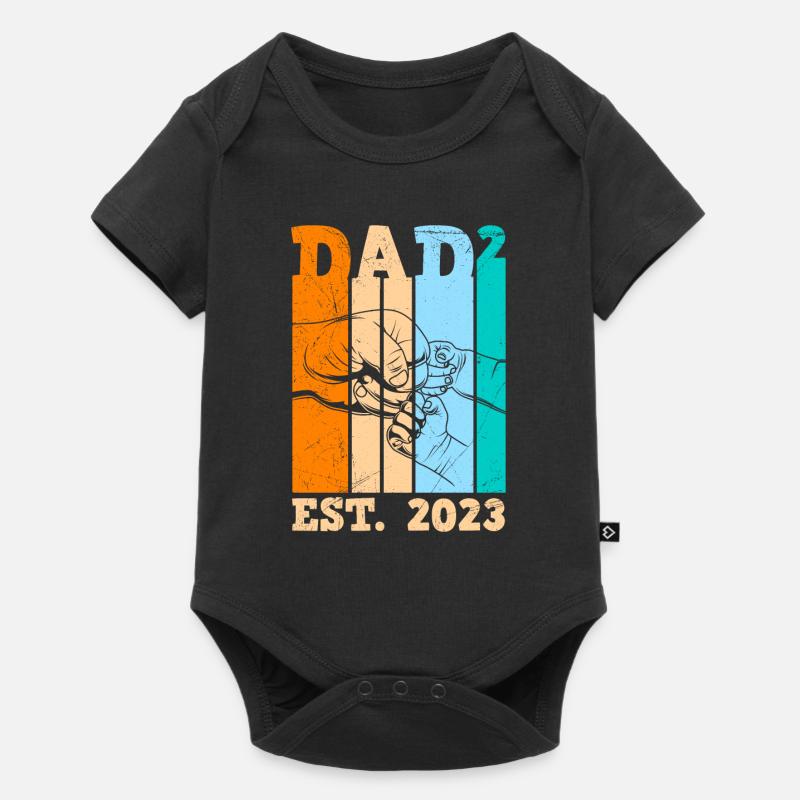 2. Kind 2023 Papa 2 Kinder Vater - Baby Premium Kurzarmbody - Schwarz