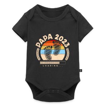 Papa 2023 loading Werdender Papa - Baby Premium Kurzarmbody - Schwarz - Vorne