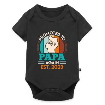 Zweites Kind 2023 Zweifacher Papa 2 Kinder Vater - Baby Premium Kurzarmbody - Schwarz - Vorne